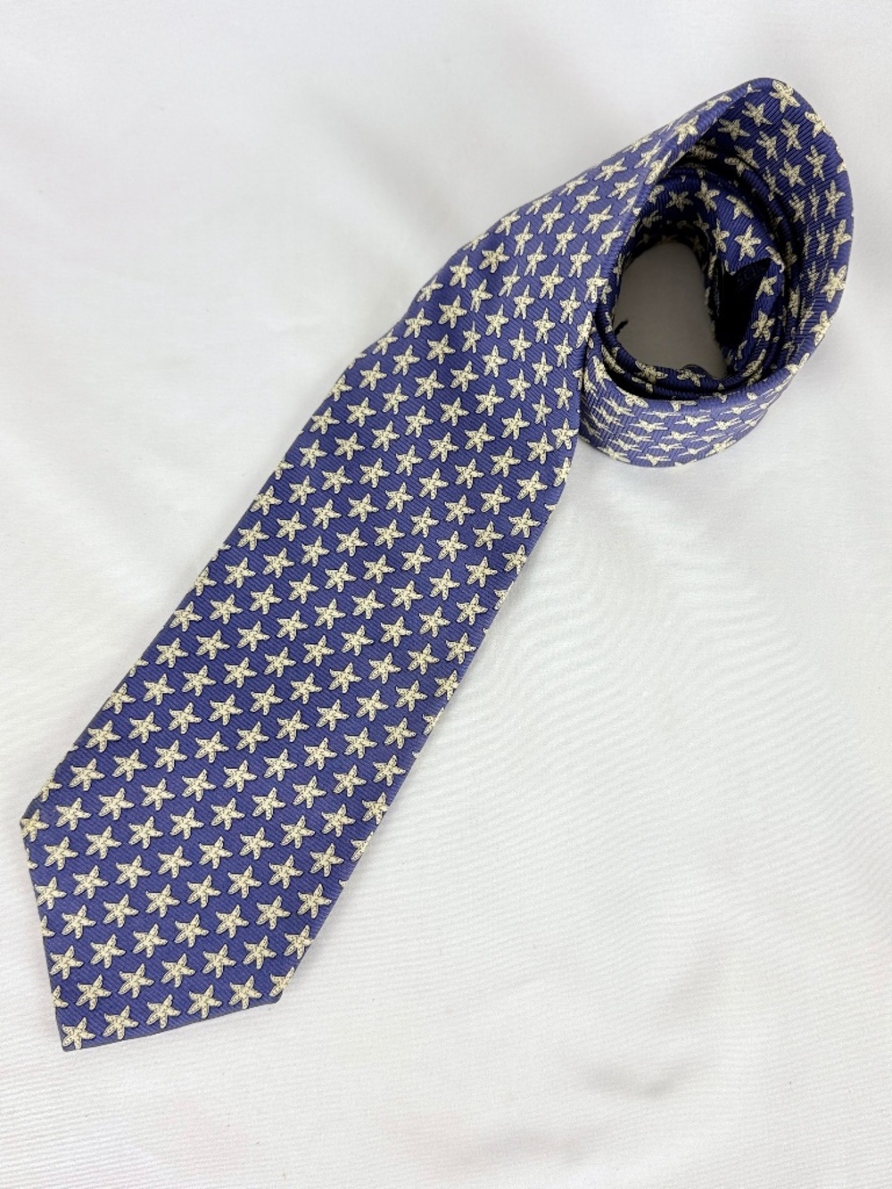 Lands End Purple Silk Starfish Necktie Lavender 3.5 in Nautical Tie Beach Gift